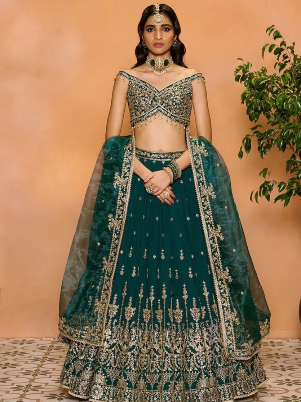 Lashkaraa Teal Green Lehenga NWT